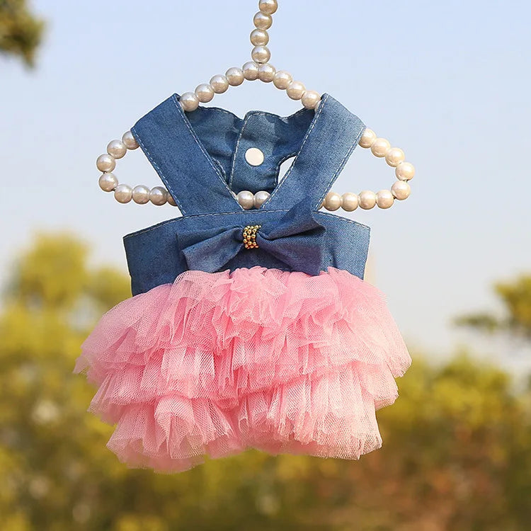 Dog Summer Dress Cat Lace Skirt Pet Clothing Chihuahua Stripe Skirt Puppy Cat Princess Apparel Cute Puppy Clothe Dog Accessories color d