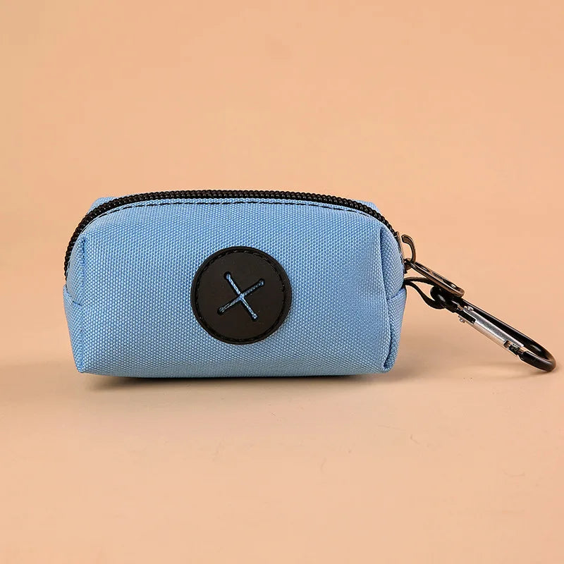 Canvas Dog Poop Bag Holder | Outdoor Pet Waste Bag Dispenser with Carabiner Clip SKY BLUE