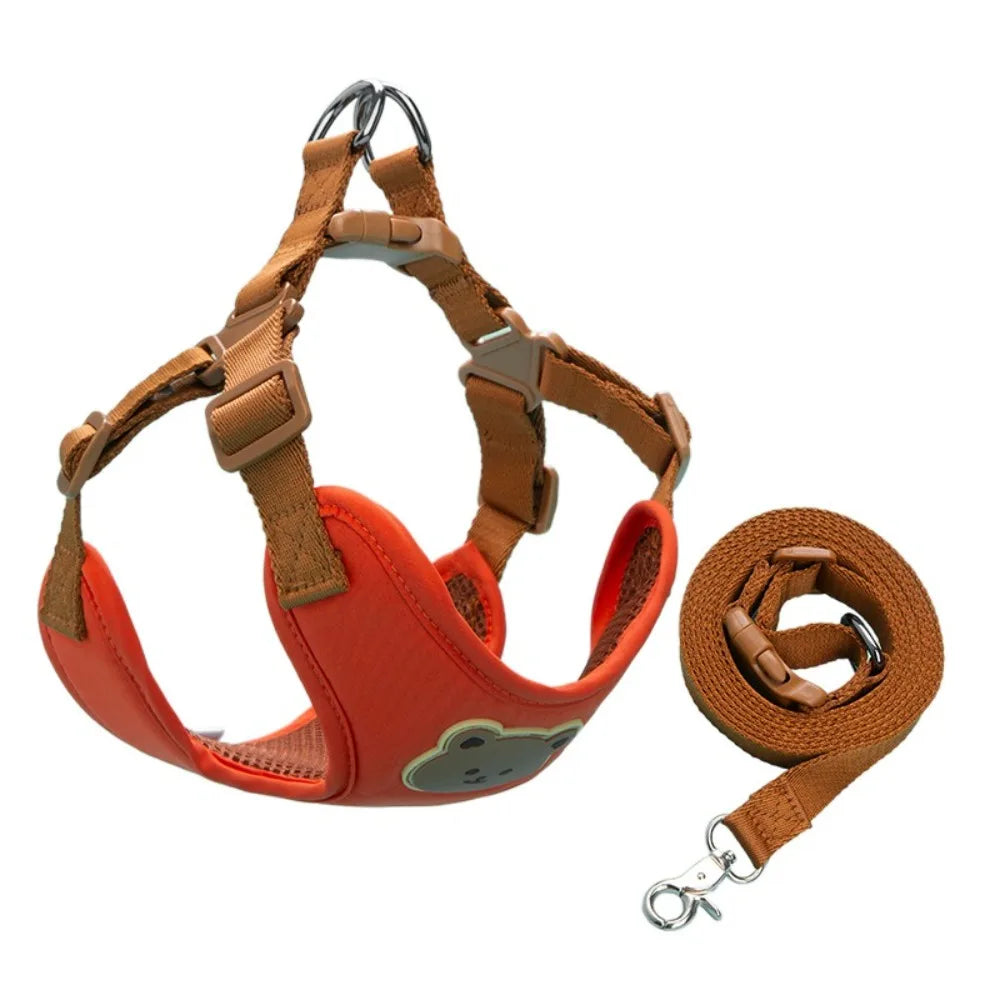 Adjustable No-Pull Dog Harness and Leash Set — Anti-Escape Pet Harness for Walking and Travel Red-XS-