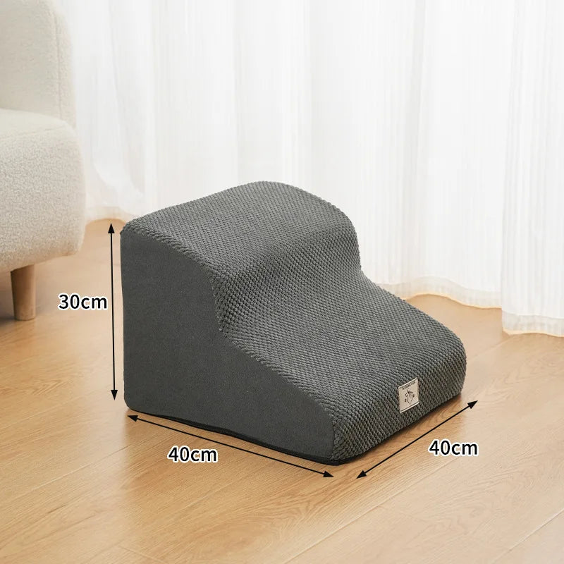 2- or 3-Step Pet Stairs for Dogs & Cats — Removable Washable Non-Slip Ramp for Sofa & Bed, PU Velvet Foam Pet Steps for Small & Senior Pets black-S