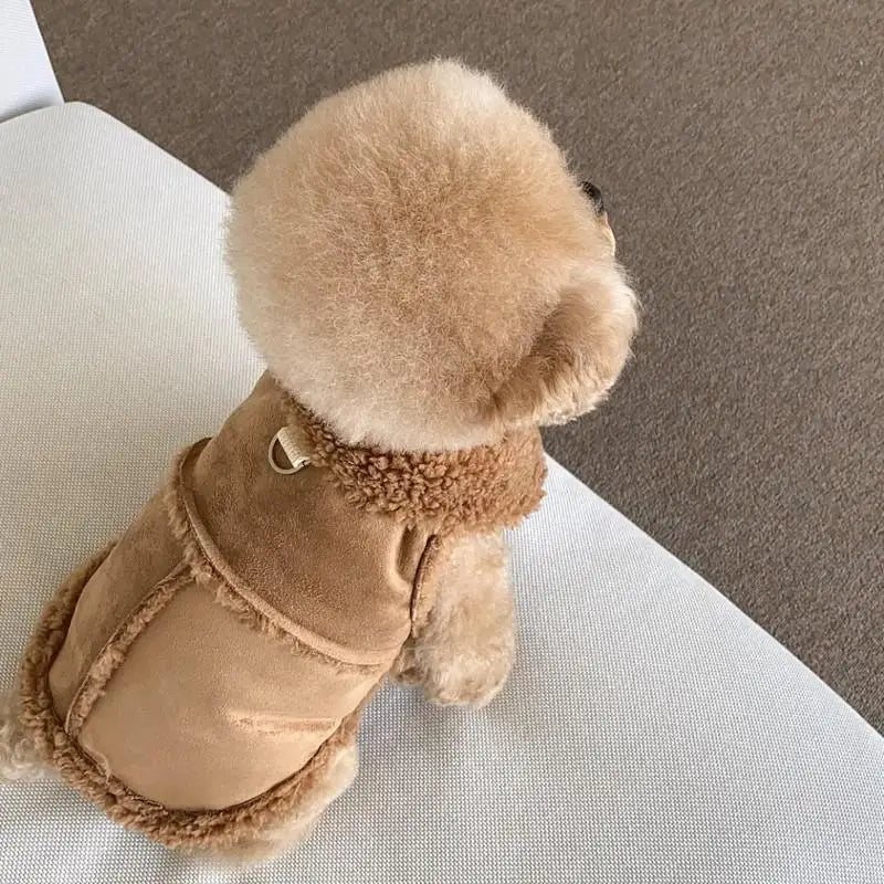 Warm Fleece Pet Vest for Small & Medium Dogs and Cats, Winter Jacket, Harness-Friendly C