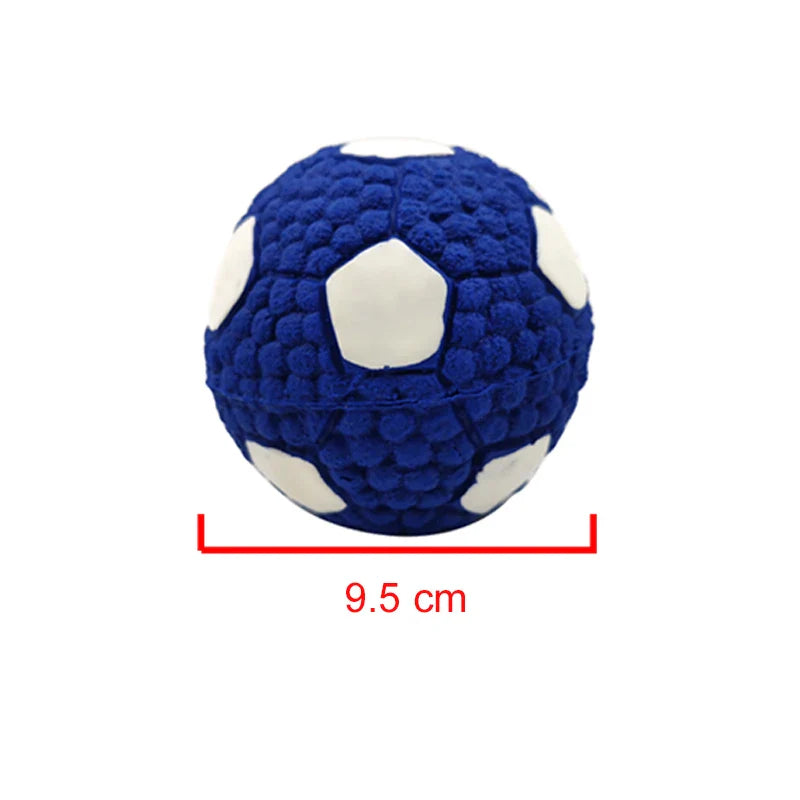 Dog Squeaky Latex Ball Chew Toy – Dental Cleaning Training & Interactive Play (Rugby, Tennis, Volleyball, Football, Basketball Shapes) Football L