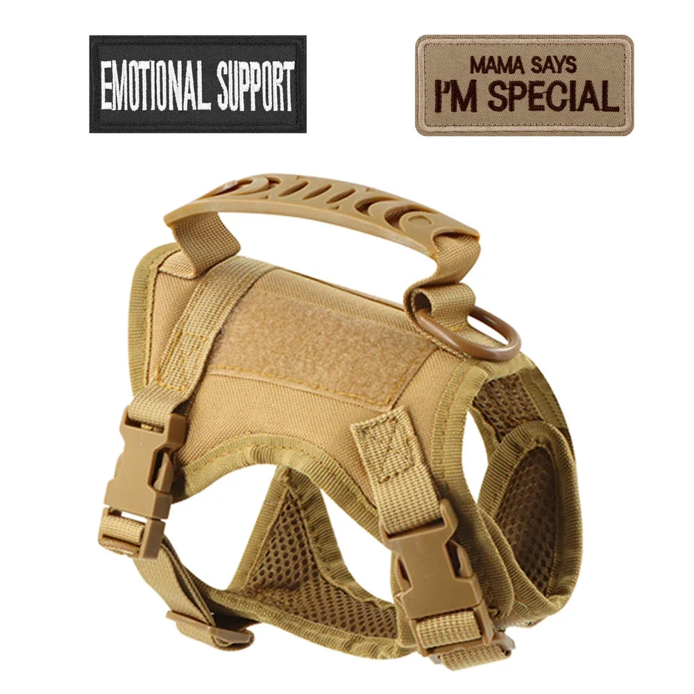 Tactical vest for kittens and small dogs military harness for cats traction strap to prevent escape breathable with 2 Stickers brown harness
