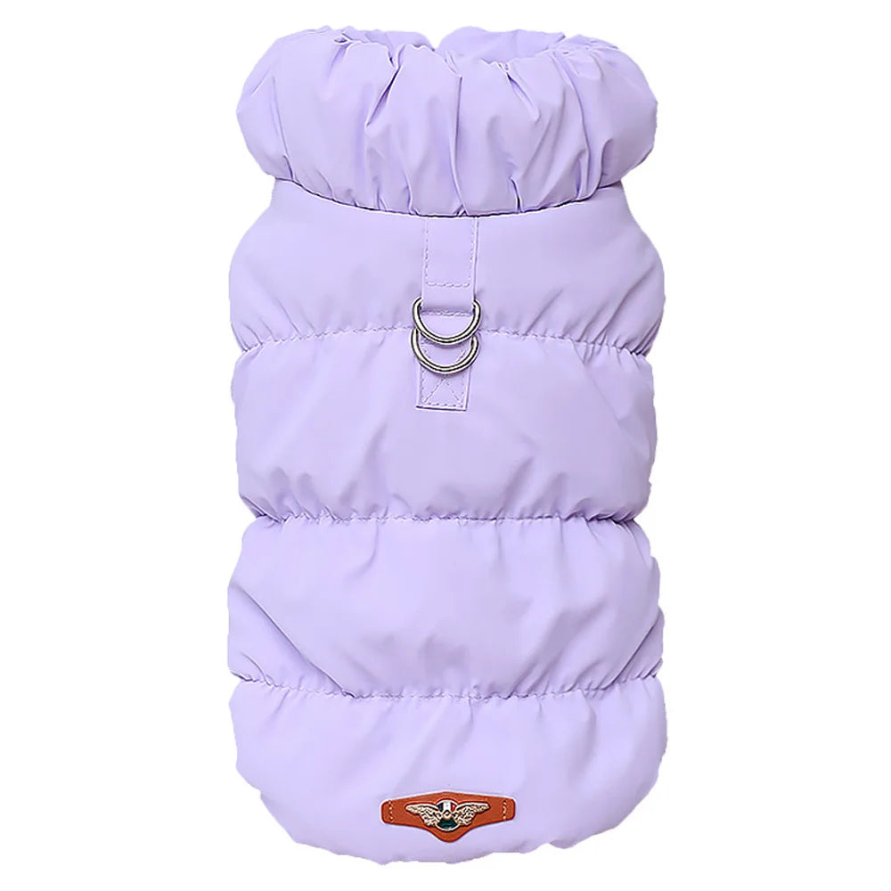 Padded Winter Pet Coat - Warm Windproof Jacket Vest for Small & Medium Dogs and Cats (S/M/L/XL) PURPLE