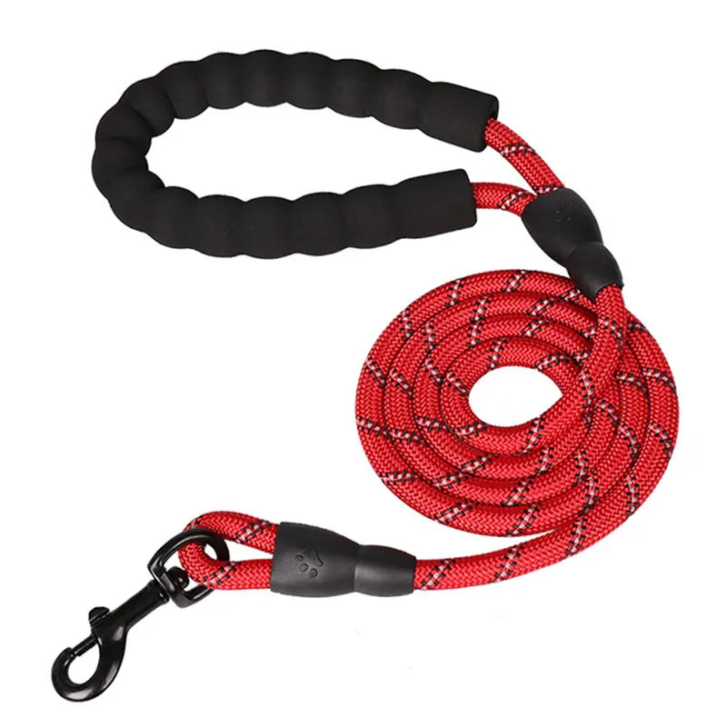 Reflective Heavy-Duty Nylon Dog Leash - 150/200/300cm (59/79/118 in | 5/6.6/9.8 ft) - Quick-Release for Small to Large Dogs red