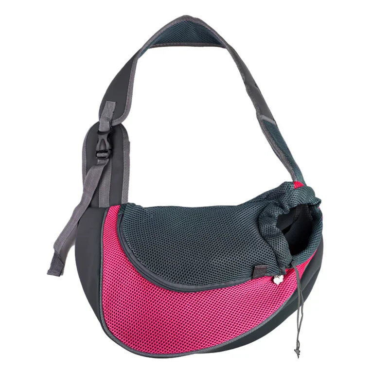 Pet Sling Carrier Shoulder Bag — Mesh Crossbody Travel Carrier for Small Dogs & Cats (S: up to 6.6 lb / 3 kg, L: up to 13.2 lb / 6 kg) rose