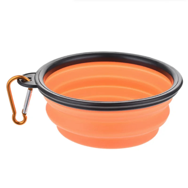 Collapsible TPR Travel Pet Bowl for Dogs & Cats — Portable Food & Water Dish (350/650/1000 ml | 12/22/34 oz) Orange