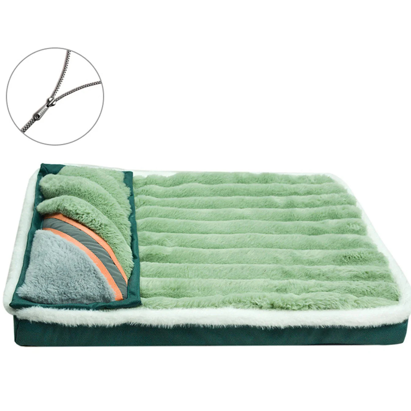 Washable Waterproof Dog Bed Mat with Removable Zipper Cover – Egg Crate Foam Pet Cushion for Large Dogs (M/L/XL/XXL, 19.7–47.2 in | 50–120 cm) Pillow green
