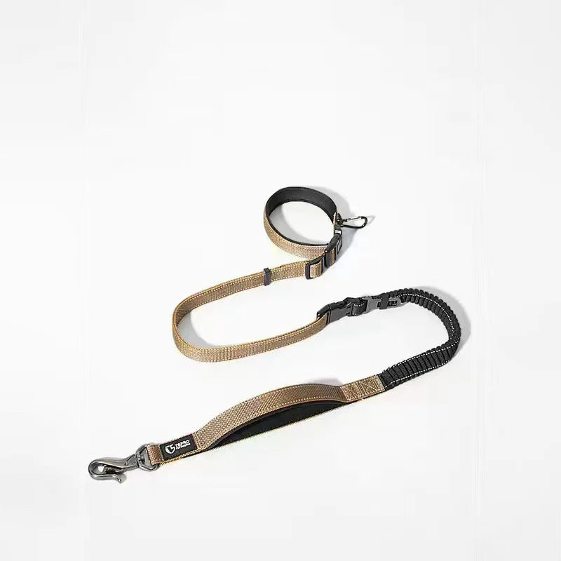 Tactical Dog Collar with Leash - No-Pull Anti-Escape Collar for Large & Medium Dogs, Outdoor Training Pet Collar Khaki leash China Mainland