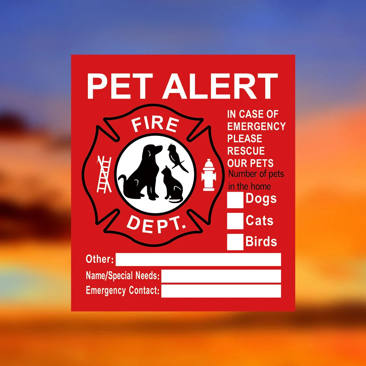 Pet Alert Stickers | Emergency Pet Rescue Window Decals (4 Pack) Window Decals B 11.5x10 cm