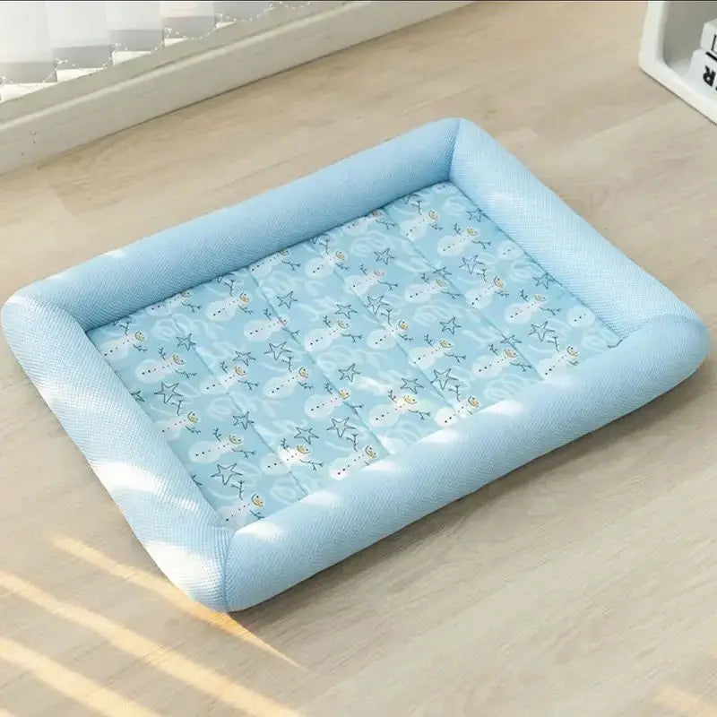 Cool Pet Mat Summer Dog Cooling Pad Breathable Non-stick Hair Waterproof Sleeping Cushion for Large Medium Small Dogs Cats Blue