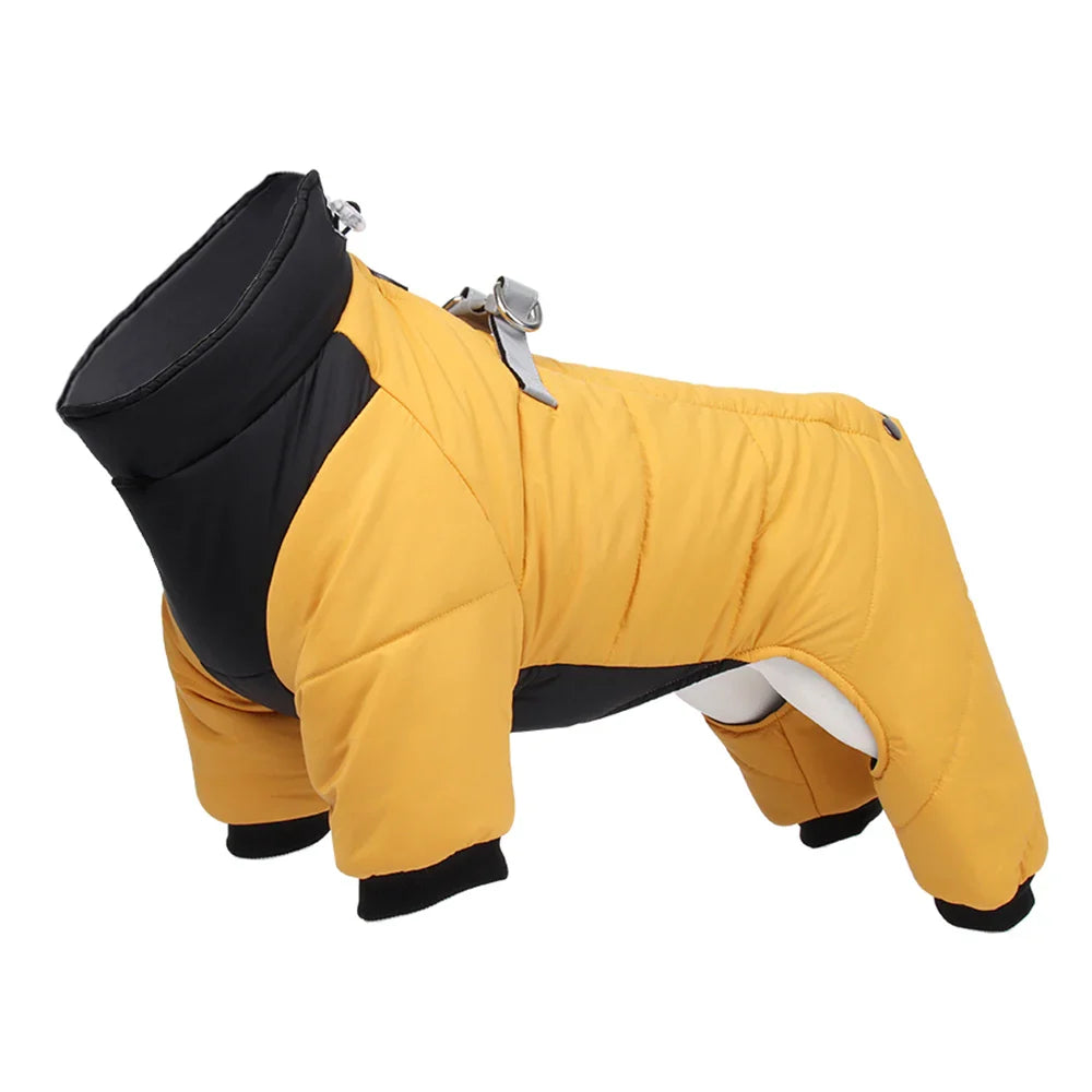 Waterproof Padded Winter Dog Jacket – Warm Thick Coat for Small & Medium Dogs (Chihuahua, French Bulldog, Pug) Hook and Loop Yellow
