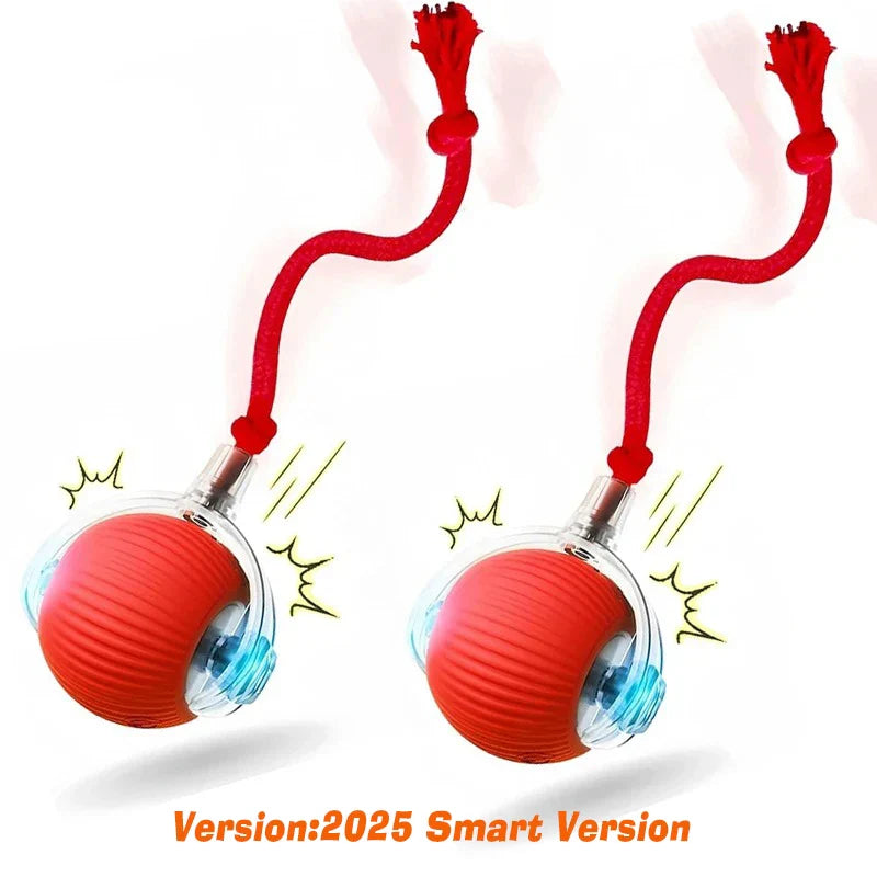 Rechargeable Interactive Rolling Ball Toy for Dogs & Cats — Automatic Smart Obstacle-Avoiding Pet Play Ball Red Tail Ball 2pcs Touch Wakeup Version