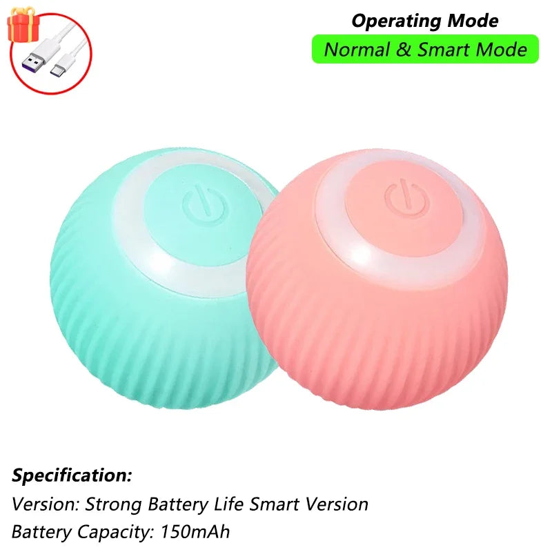 Interactive Smart Cat Toy Ball | Automatic Rolling Ball with Obstacle Avoidance Blue Pink Smart New Version