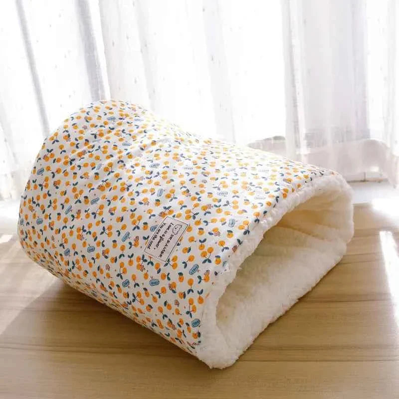 Soft Velvet Fabric Cat/Dog Bed (Up to 18.1 in) - Winter Warm Sleeping Bag Pet House Yellow