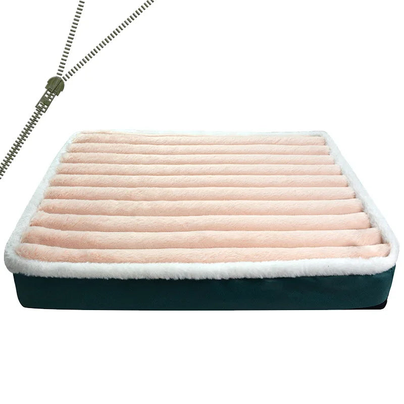 Washable Waterproof Dog Bed Mat with Removable Zipper Cover – Egg Crate Foam Pet Cushion for Large Dogs (M/L/XL/XXL, 19.7–47.2 in | 50–120 cm) Pink