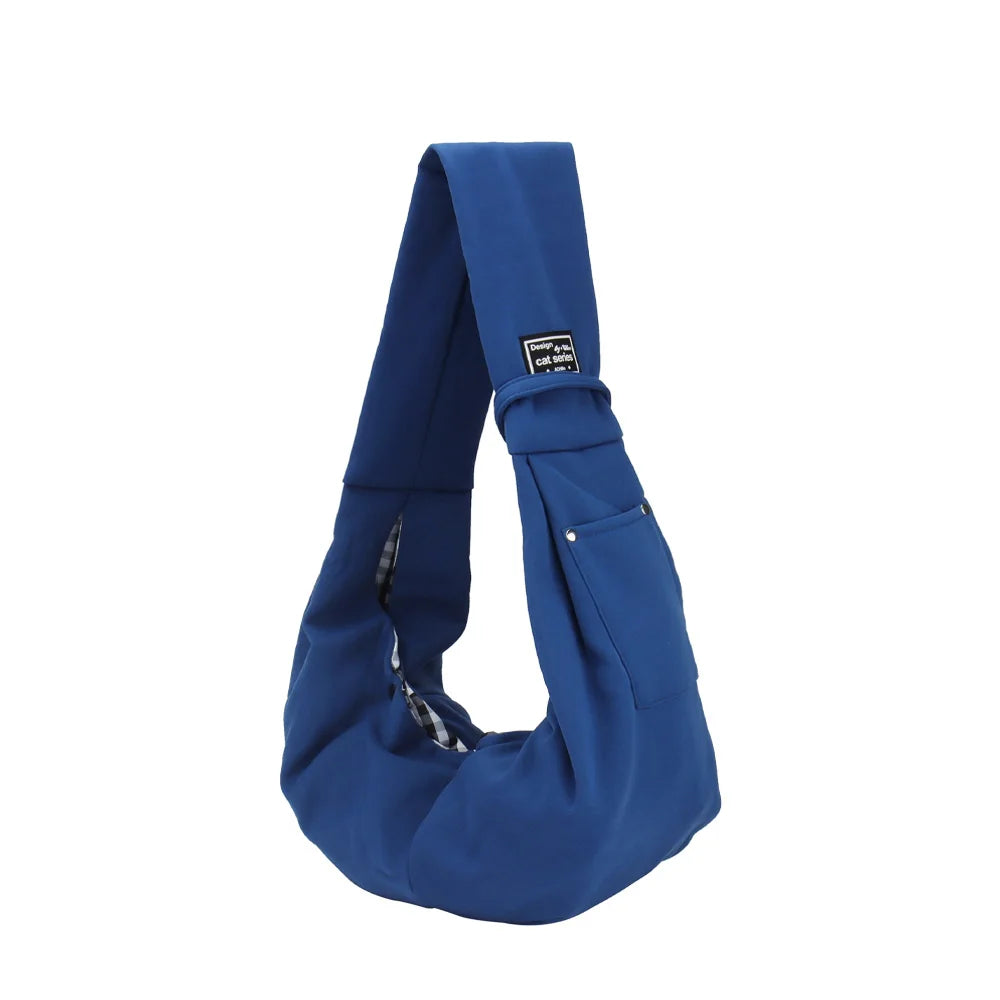 Portable Pet Shoulder Carrier with Phone Pocket – Travel Handbag for Small Dogs & Cats Ink blue
