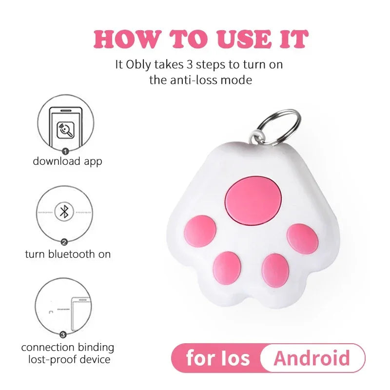 Pet Dog Cat Children's Intelligent Anti Loss Device Bluetooth 5.0 Mobile Phone Two-way Alarm Car Wallet Keychain Accessories Pink 1PC