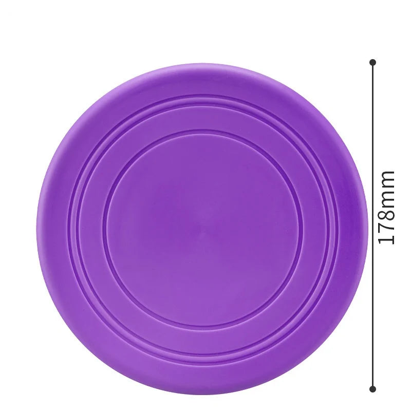 7-Color Silicone Flying Saucer Pet Toy - Chew-Resistant Flying Disc for Dogs & Cats, Interactive Puppy Training & Fetch diameter 18cm Purple