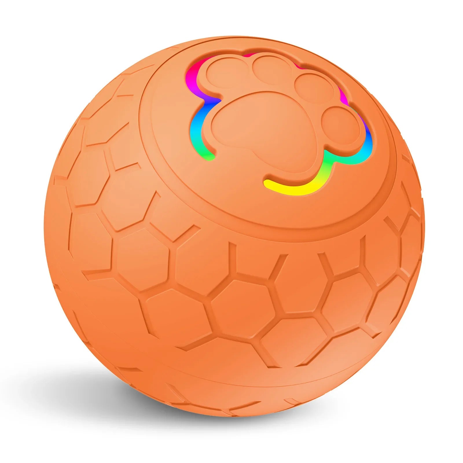 Interactive USB Rechargeable Dog & Cat Toy Ball, Automatic Bouncing Rolling LED Light, IP65 Waterproof Orange Ball