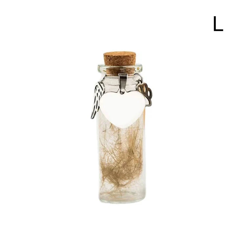 Pet Memorial Bottle Keepsake for Pet Hair Storage | Urn Container with Silver Accessories L