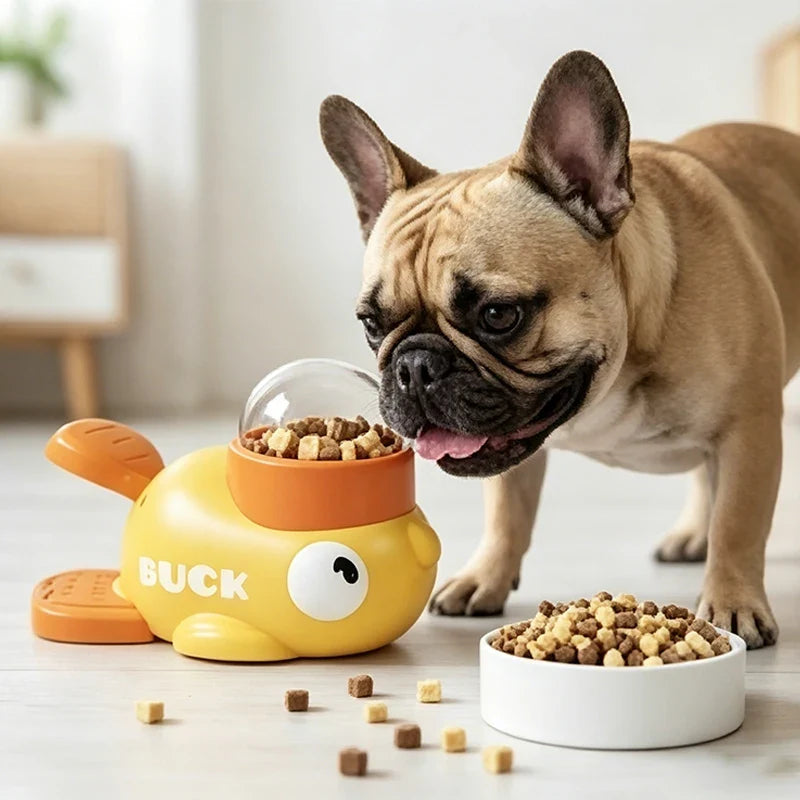 Dog 2-in-1 Interactive Toy Pet Automatic Food Treat Dispenser Cartoon Duck Design Slow Food Pet Snack Feeder for Dog Training
