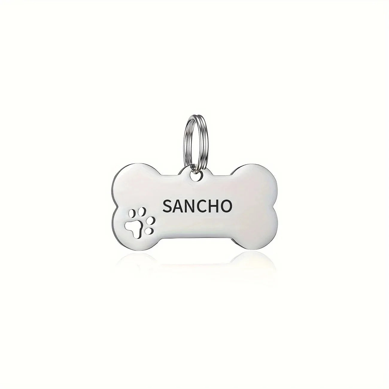 Personalized Dog Cat ID Tag | Custom Engraved Bone Shaped Pet Pendant Silver