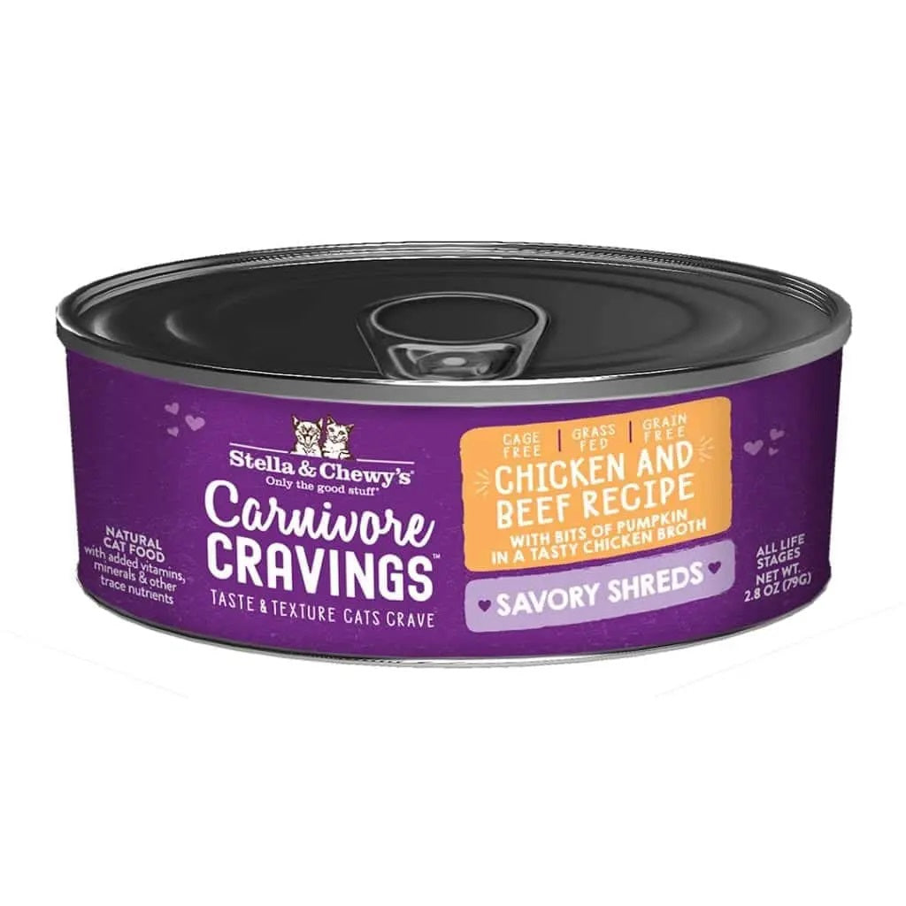Chicken & Beef Savory Shreds Recipe Cat Food by Stella & Chewy's 2.8 oz