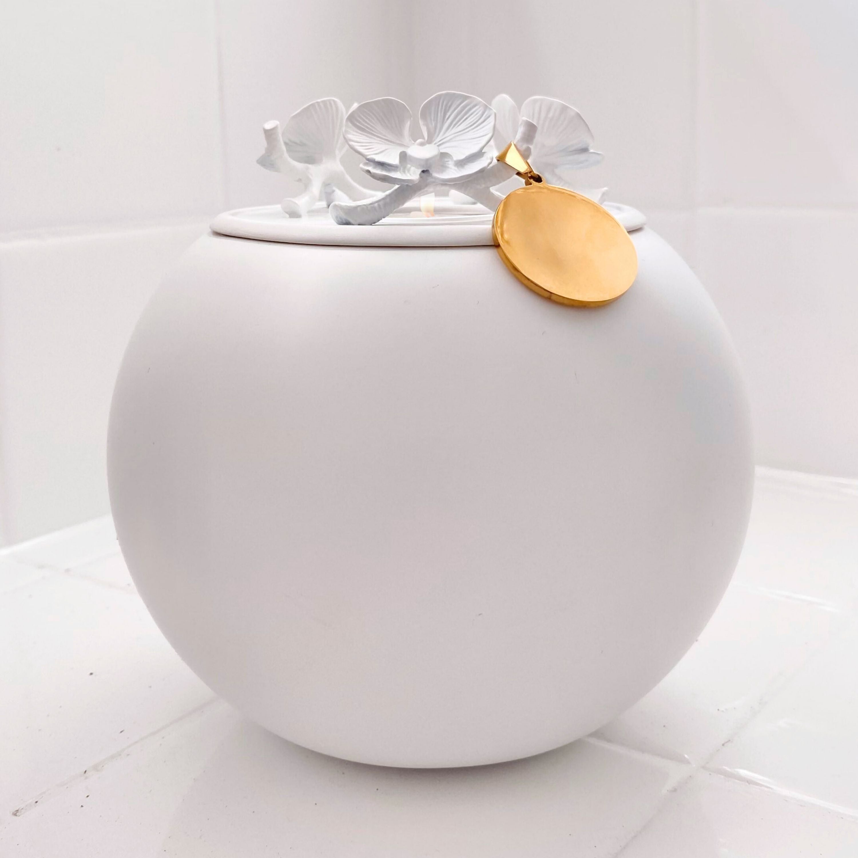 Orchid Urn for Dog & Pet Ashes — Handmade Memorial Urn Default (no engraving) White
