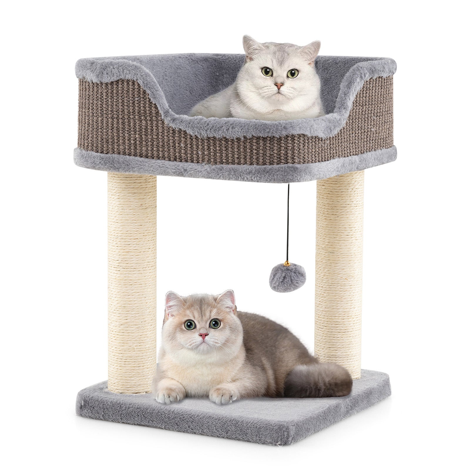 Small Cat Tree for Indoor Cats Kitty Tower with Comfy Plush Perch Sisal Scratching Posts-Gray Default Title