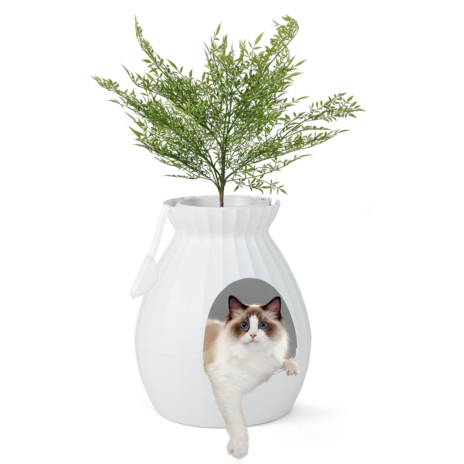 Smart Plant Cat Litter Box with Electronic Odor Removal and Sterilization-White Default Title