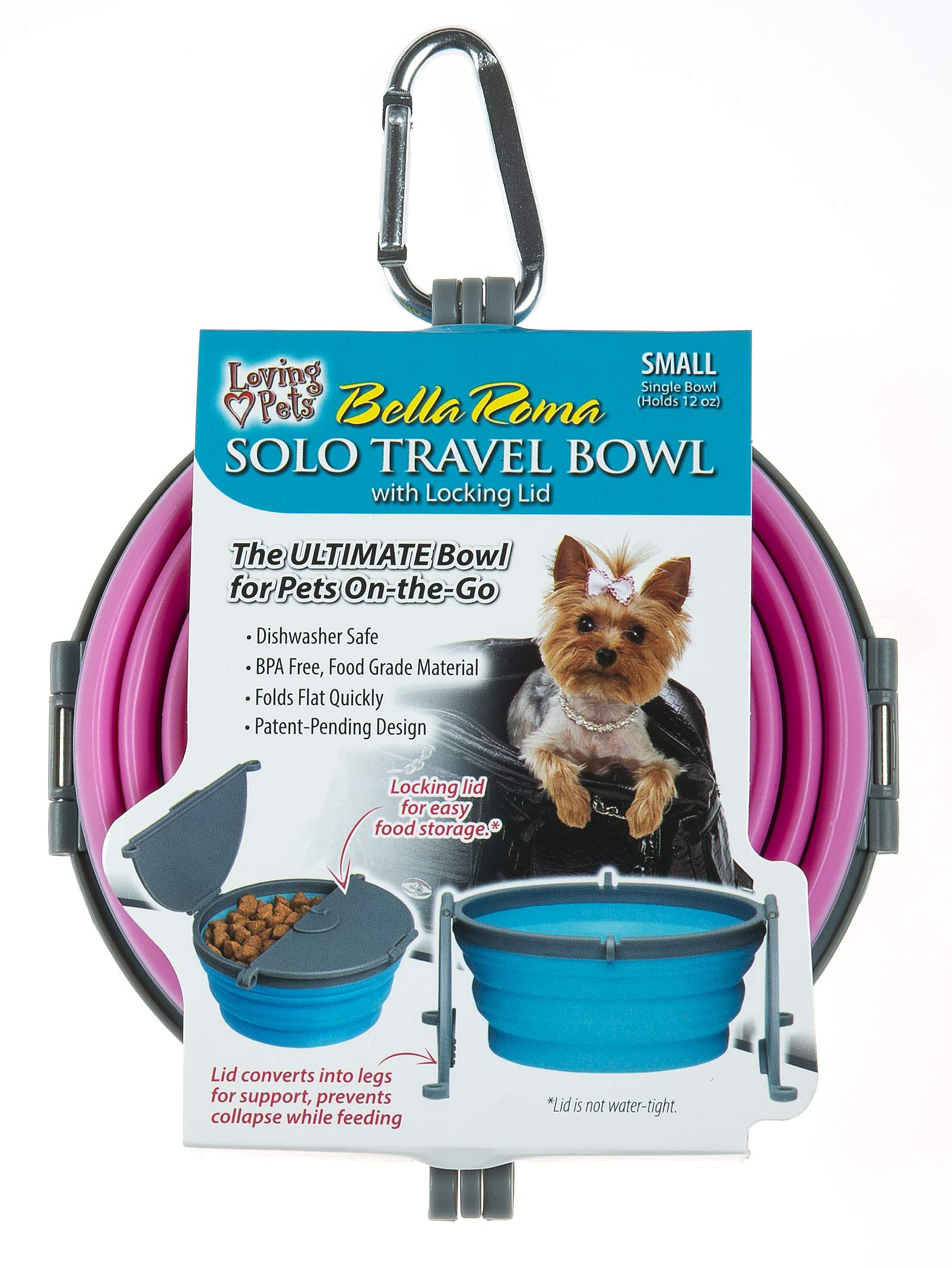 Travel Bowls for Pets -Single Bowl Sm (10-20lbs) Pink