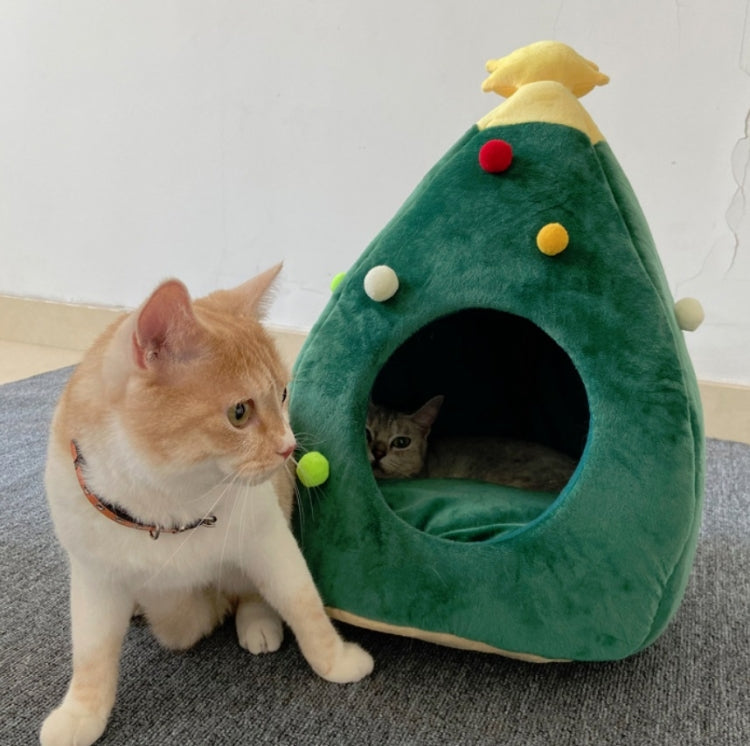 Christmas Tree Pet House Warm Winter Pet Supplies, Size:S