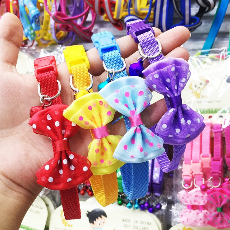 Adjustable Bow Knot Bell Collar Cat Dog Collars Pet Supplies(Purple)