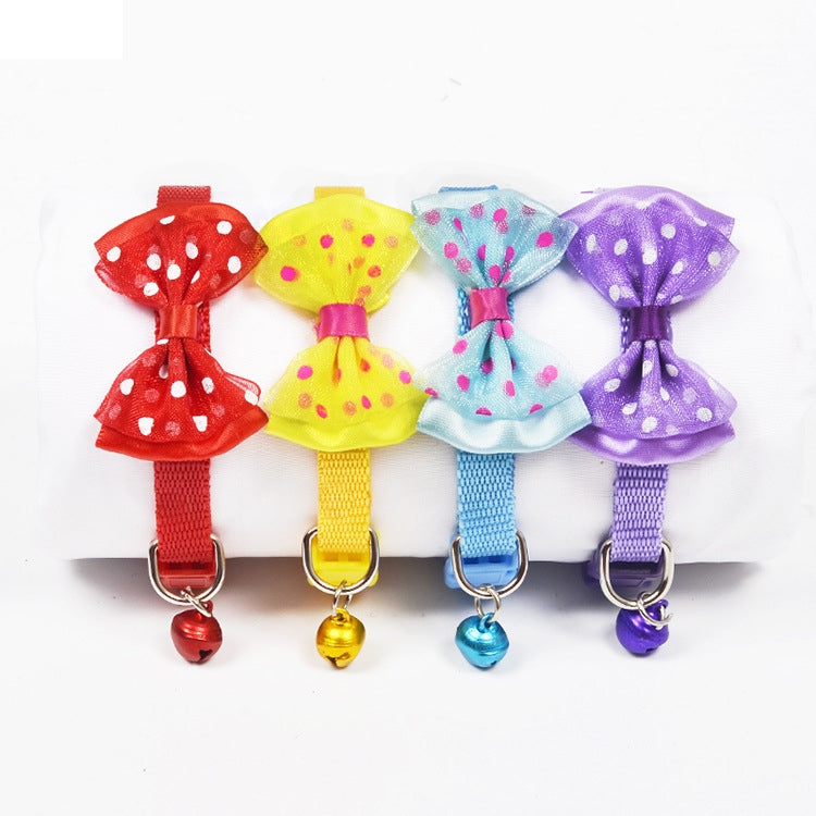 Adjustable Bow Knot Bell Collar Cat Dog Collars Pet Supplies(Sky Blue)