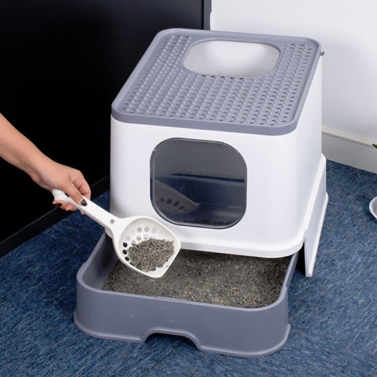 Top Drawer Fully Enclosed Cat Litter Box Pet Supplies(Gray)