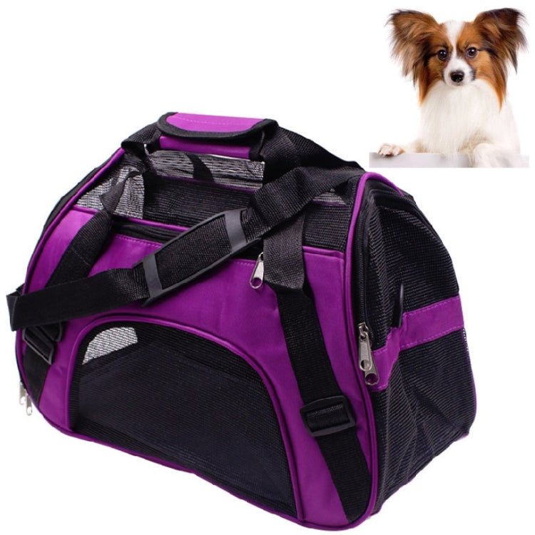 Portable Pet Backpack Dog Go Out Messenger Folding Bag Pet Supplies, Specification: Medium(Purple)