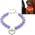 Pet Supplies Pearl Necklace Pet Collars Cat and Dog Accessories, Size:S(Purple)
