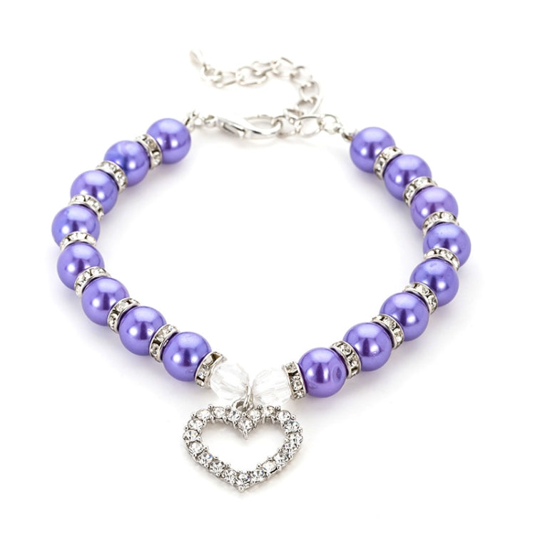 Pet Supplies Pearl Necklace Pet Collars Cat and Dog Accessories, Size:S(Purple)