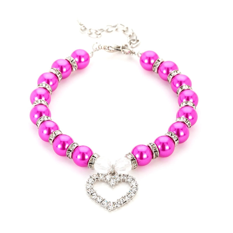 Pet Supplies Pearl Necklace Pet Collars Cat and Dog Accessories, Size:S(Purple Red)