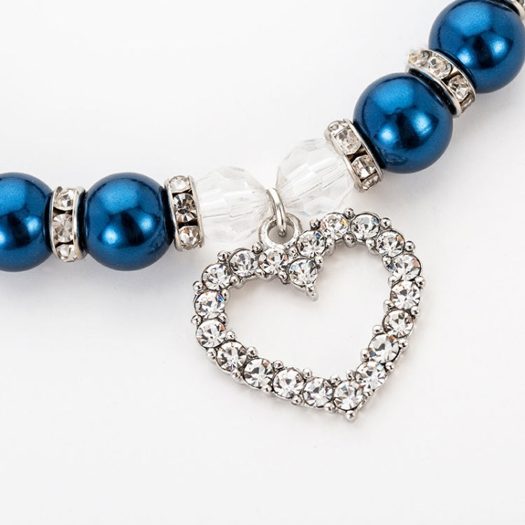 Pet Supplies Pearl Necklace Pet Collars Cat and Dog Accessories, Size:L(Red)