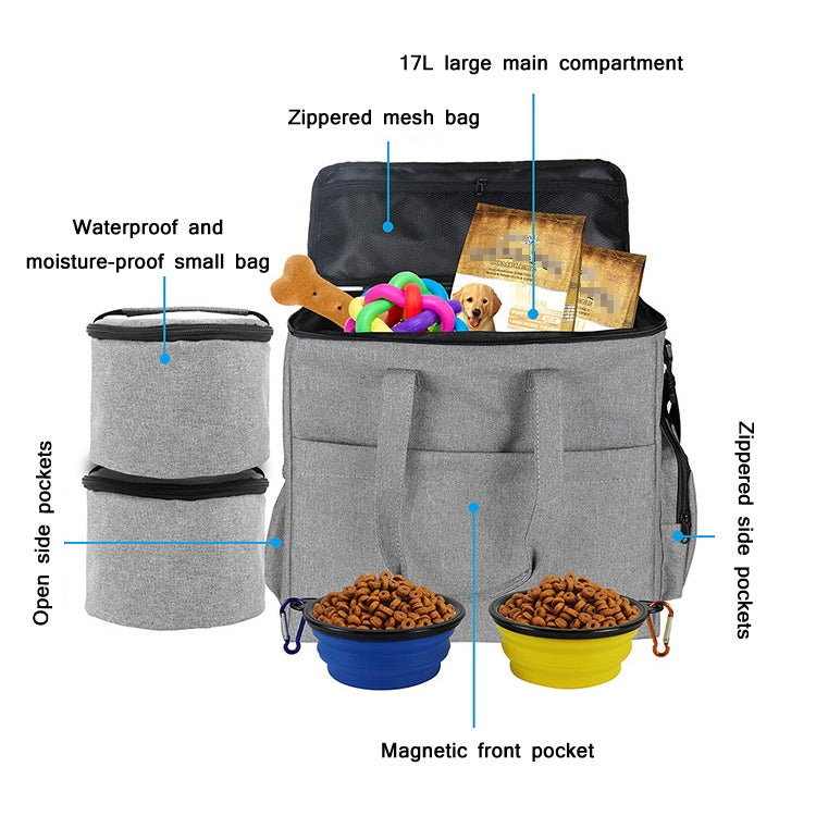 Travel Portable Carry Out Pet Supplies Storage Single-shoulder Bag Without Dog Bowl(Black)