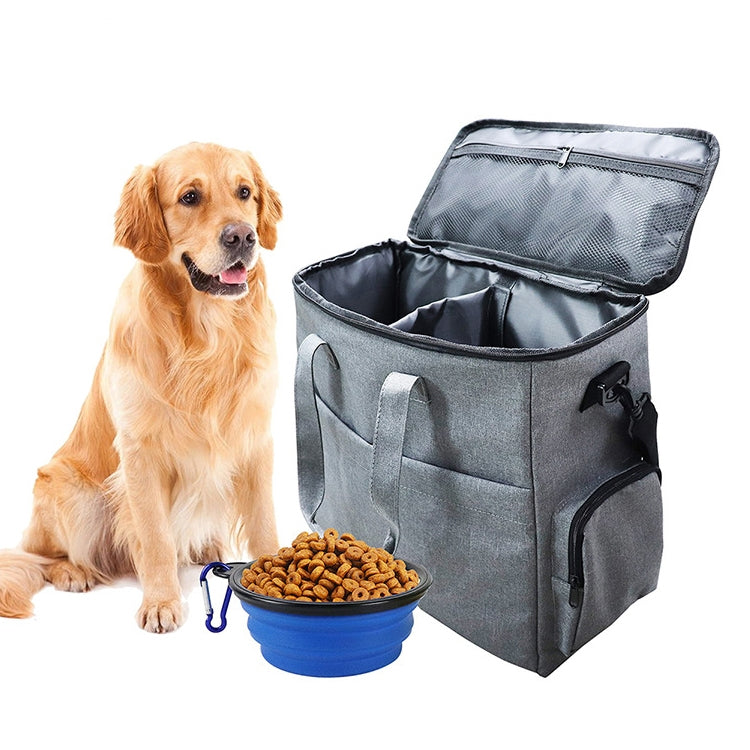 Travel Portable Carry Out Pet Supplies Storage Single-shoulder Bag Without Dog Bowl(Black)