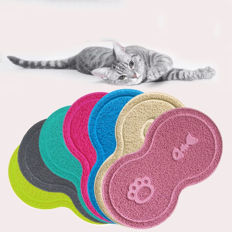Lovely PVC Cat Litter Mat Eight-shaped  Anti-skid Placemat Pet Supplies(Rose Red)