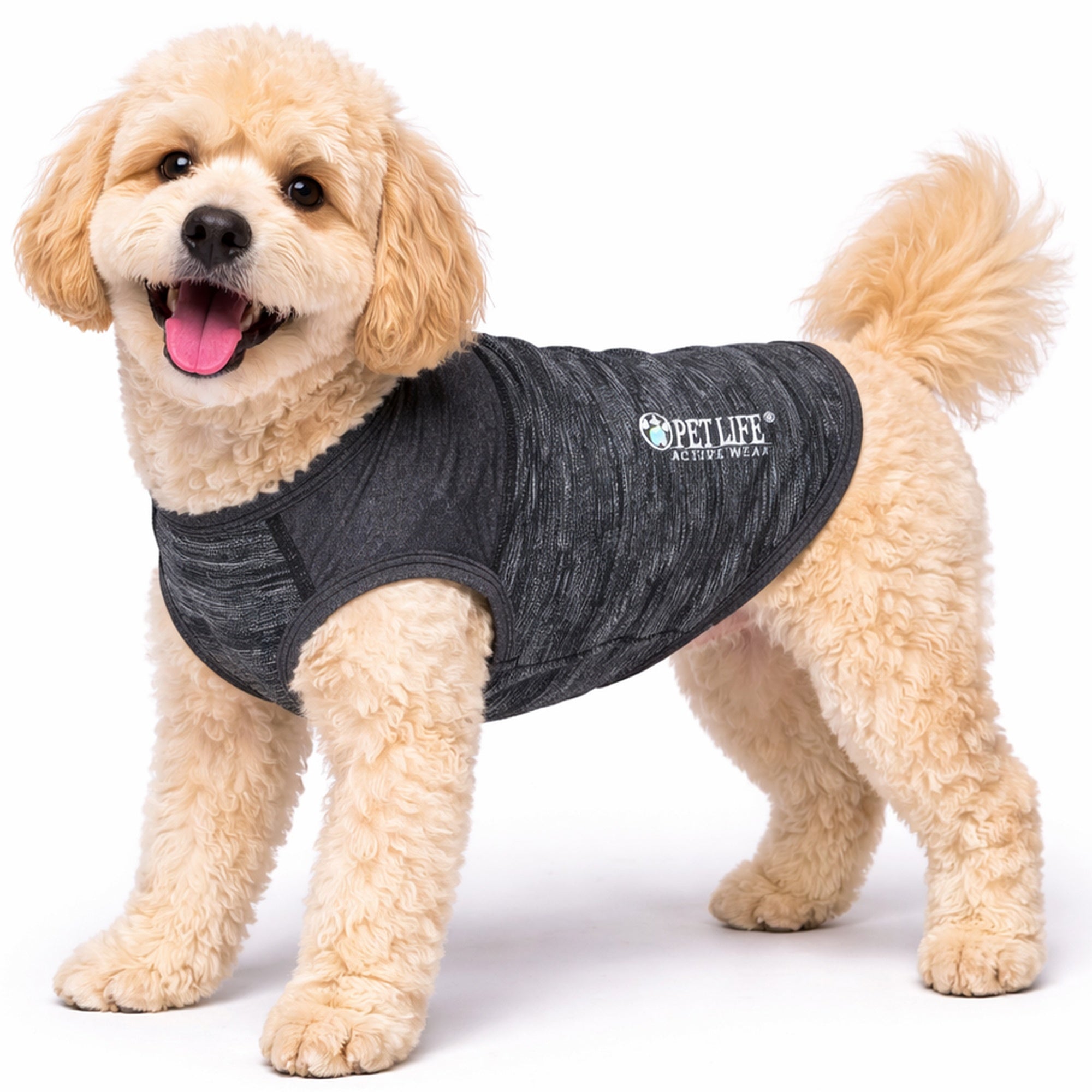 Pet Life ® Active 'Aero-Pawlse' Quick-Dry and 4-Way-Stretch Yoga Fitness Dog T-Shirt Tank Top Black Black