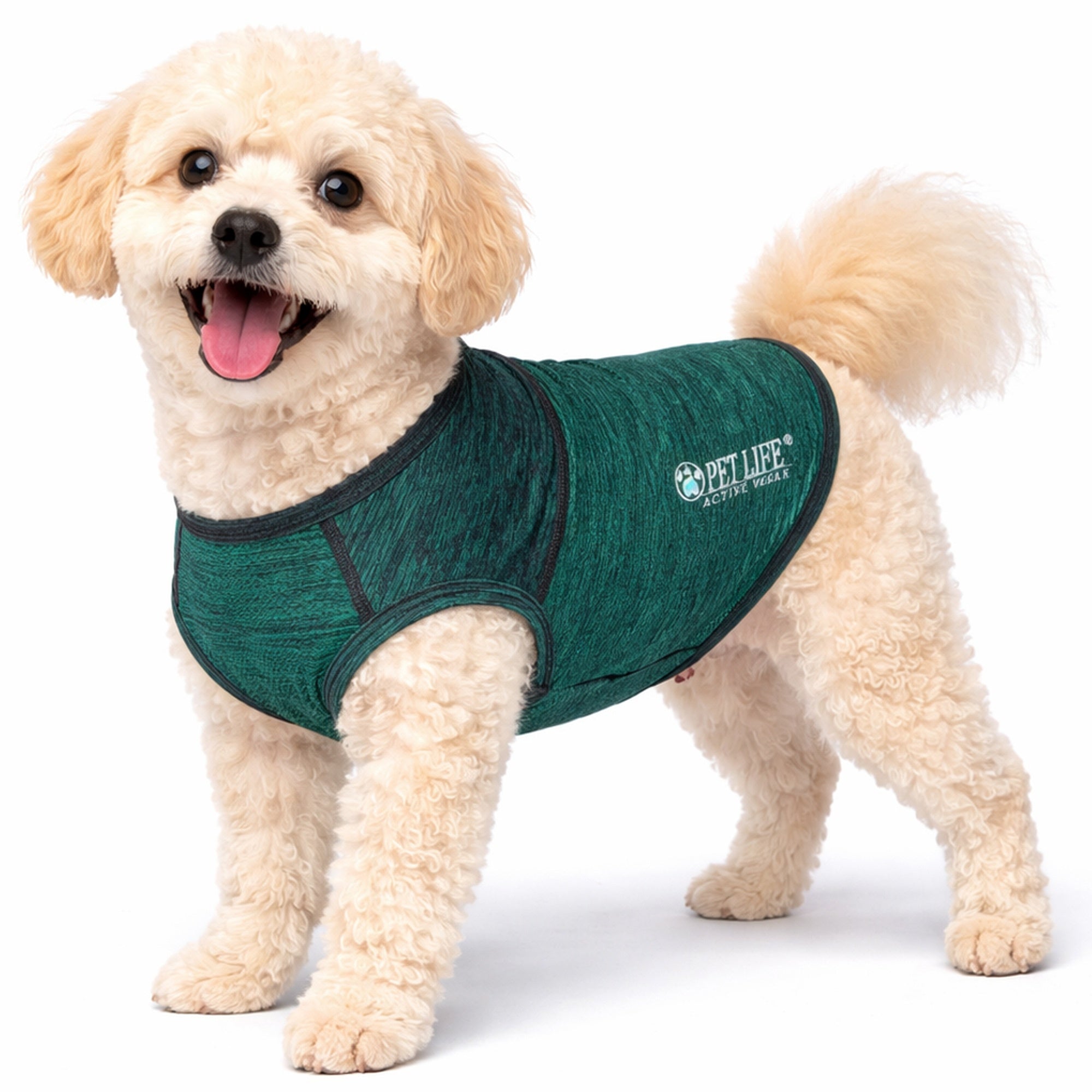 Pet Life ® Active 'Aero-Pawlse' Quick-Dry and 4-Way-Stretch Yoga Fitness Dog T-Shirt Tank Top Green