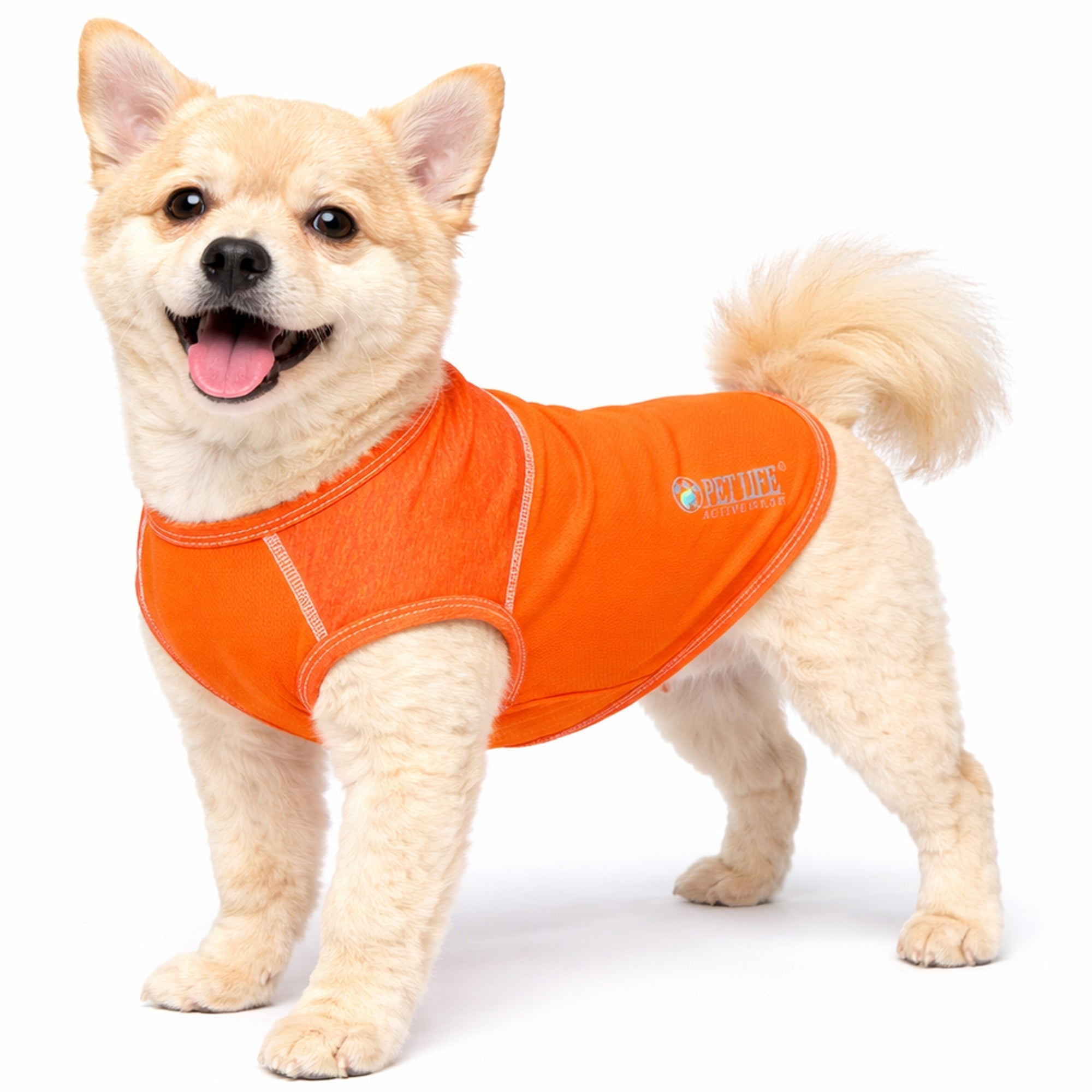 Pet Life ® Active 'Aero-Pawlse' Quick-Dry and 4-Way-Stretch Yoga Fitness Dog T-Shirt Tank Top Orange