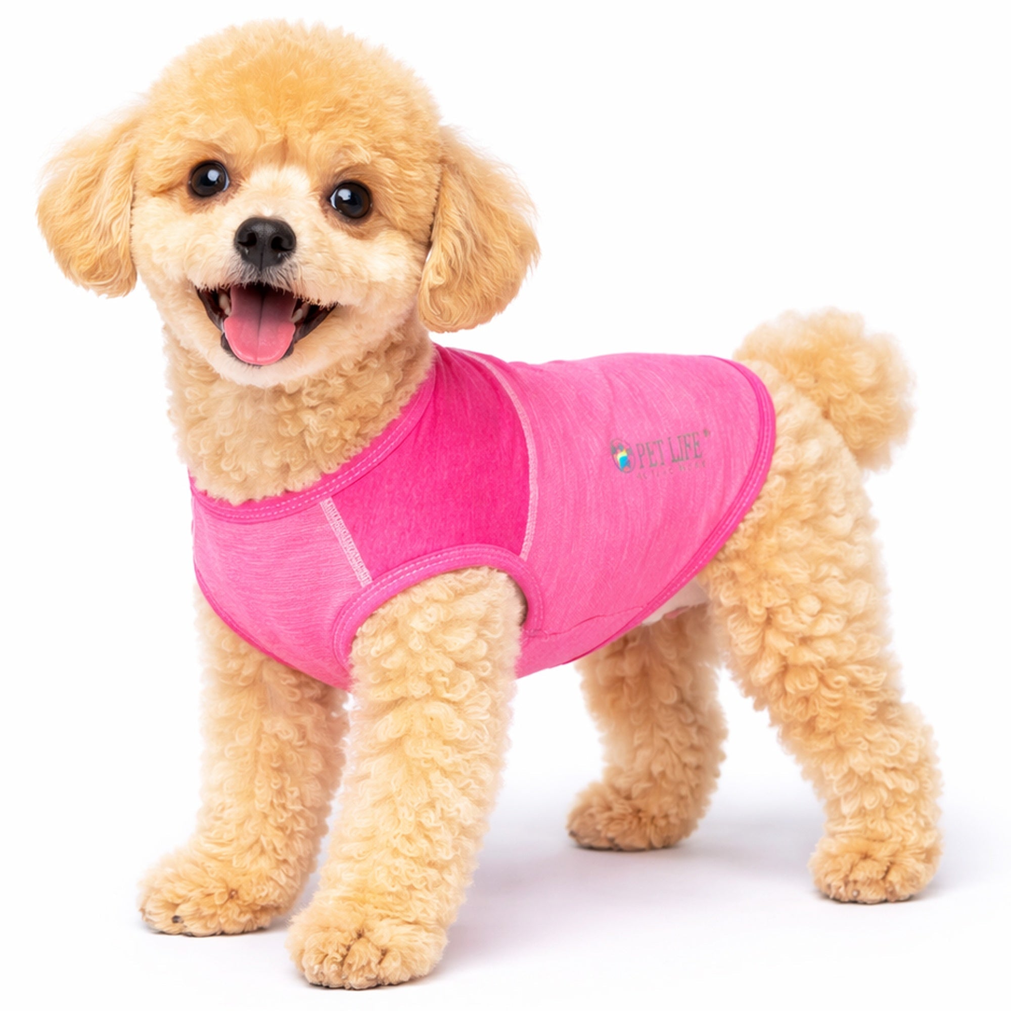 Pet Life ® Active 'Aero-Pawlse' Quick-Dry and 4-Way-Stretch Yoga Fitness Dog T-Shirt Tank Top Hot Pink Light Pink