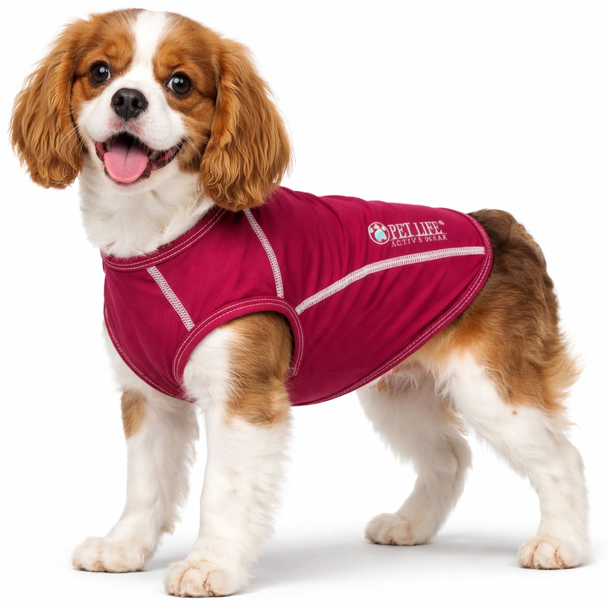 Pet Life ® Active 'Racerbark' 4-Way-Stretch Yoga Fitness Dog T-Shirt Tank Top Maroon