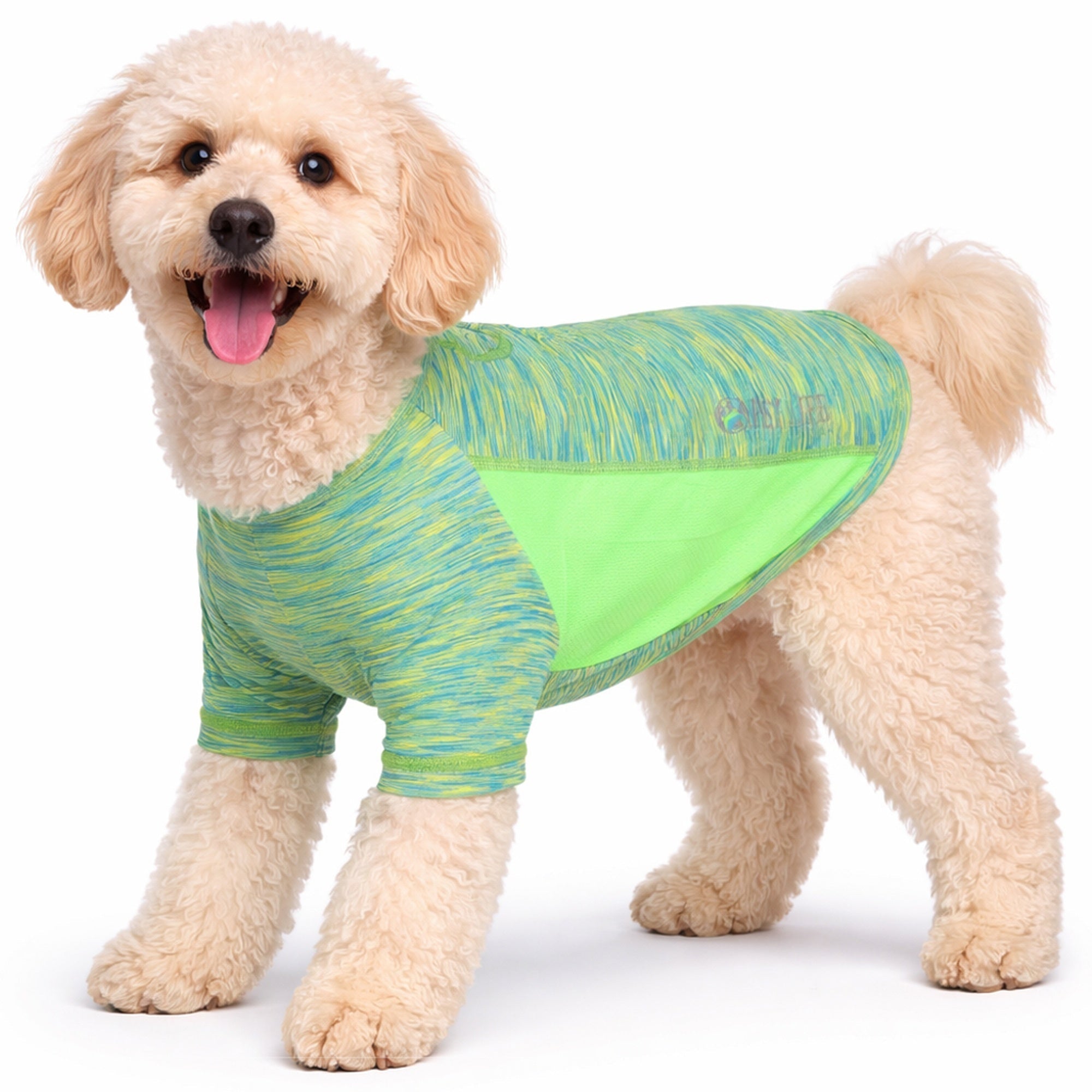Pet Life ® Active 'Warf Speed' Heathered Ultra-Stretch Yoga Fitness Dog T-Shirt Green Heather W Light Green